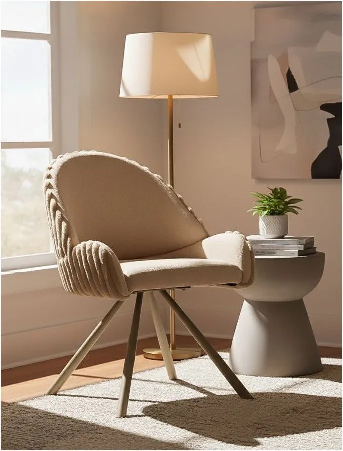 Кремави тапицирани трапезни столове в комплект с подлакътници 2 бр. Stockholm – Mauro Ferretti