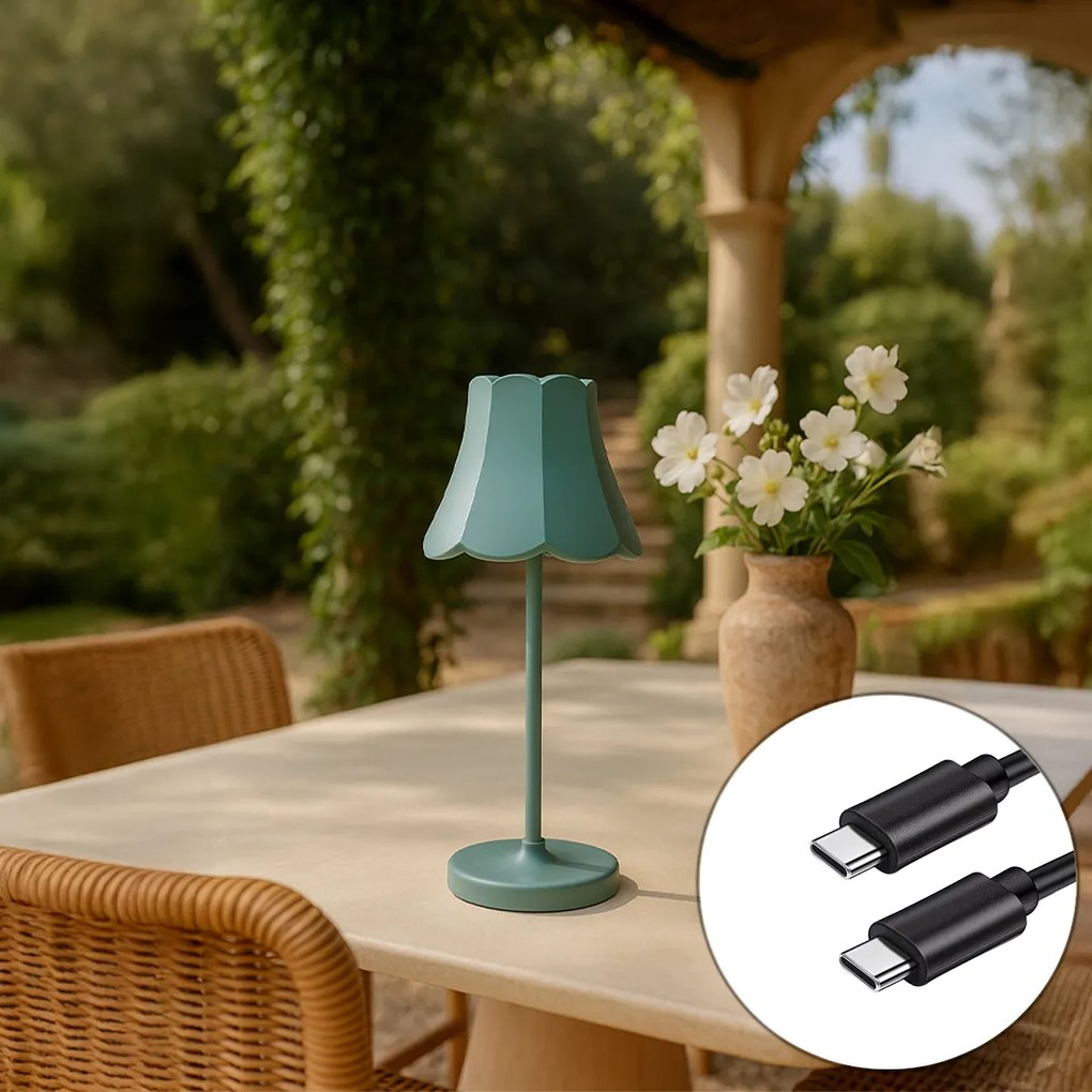 Ретро настолна лампа минерално синя акумулаторна IP44 - Granny