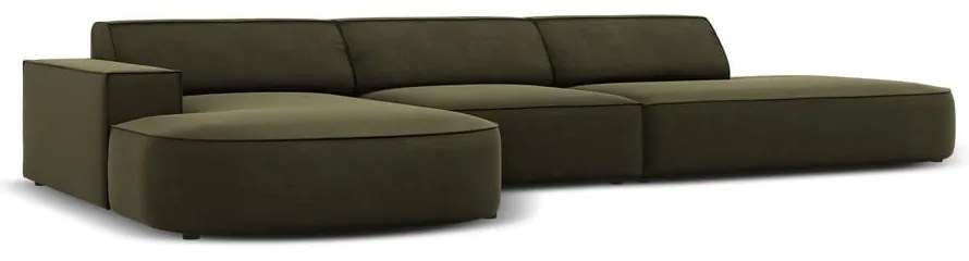 Ъглов диван от зелено кадифе (ляв ъгъл) Jodie - Micadoni Home
