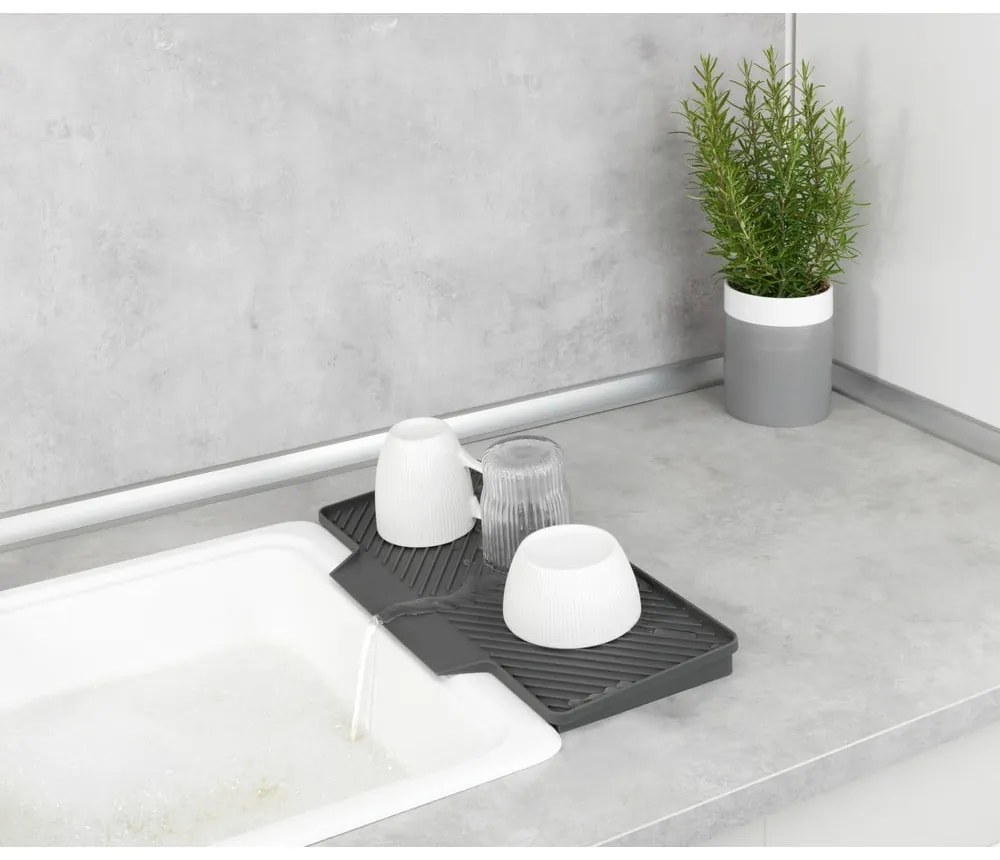 Тъмно сива тава за капчици Neli, 20 x 40 cm - Wenko