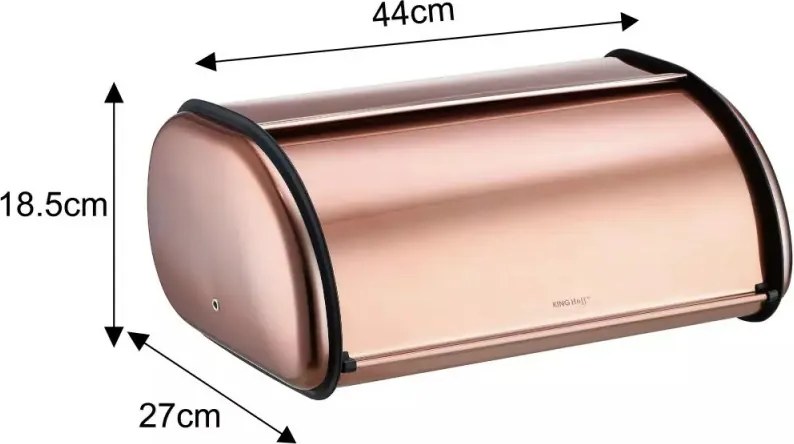 Кутия за хляб Kinghoff KH 1870, 44 см, Лека и здрава конструкция, Стомана, Розово злато
