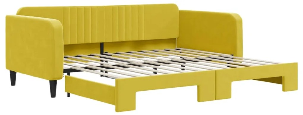 3197075 vidaXL Канапе с изтеглящо разтегателно легло жълто 100x200 см кадифе