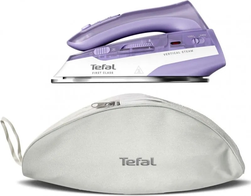 Ютия Tefal DB1612E0, 1000W, 70 мл, Dry&Steam, Вертикална пара, Microsteam 200, Бял/лилав