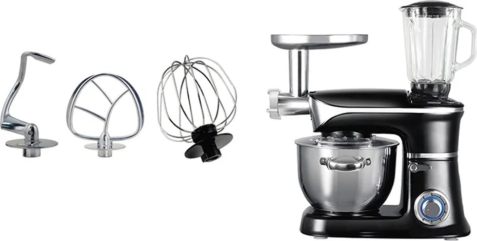 Кухненски робот 3в1 ZEPHYR ZP 1115 QBM, 1900W, 6.5 литра, Блендер, Миксер, Месомелачка, Черен