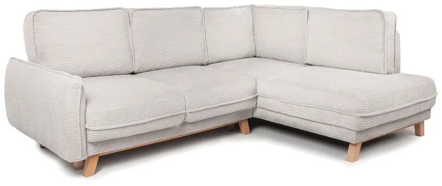 Бежов сгъваем ъглов диван от рипсено кадифе (десен ъгъл) Tori – Bonami Selection