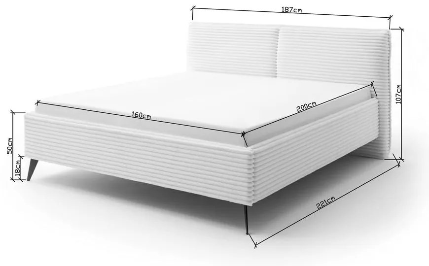 Бежово двойно легло 160x200 cm тапицирано без ламелно дъно Matera – Meise Möbel