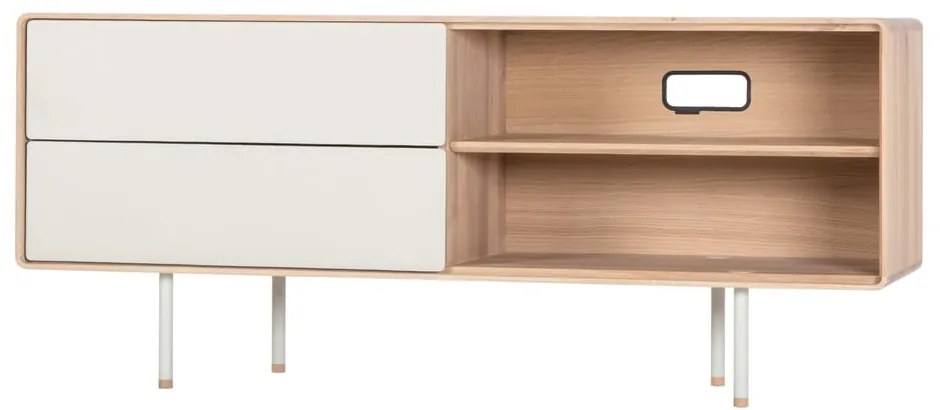Бяла/естествена маса за телевизор от масивен дъб 150x64 cm Fina – Gazzda