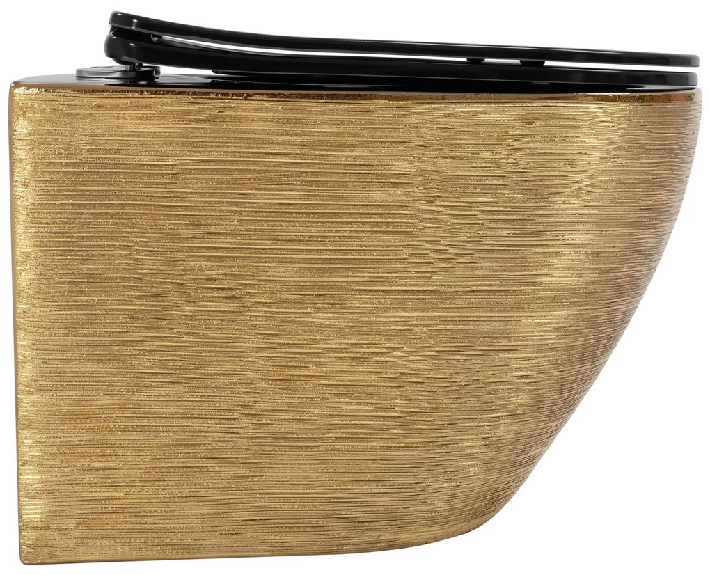 Тоалетна чиния Rea Carlo Mini Tornado Black Brush Gold