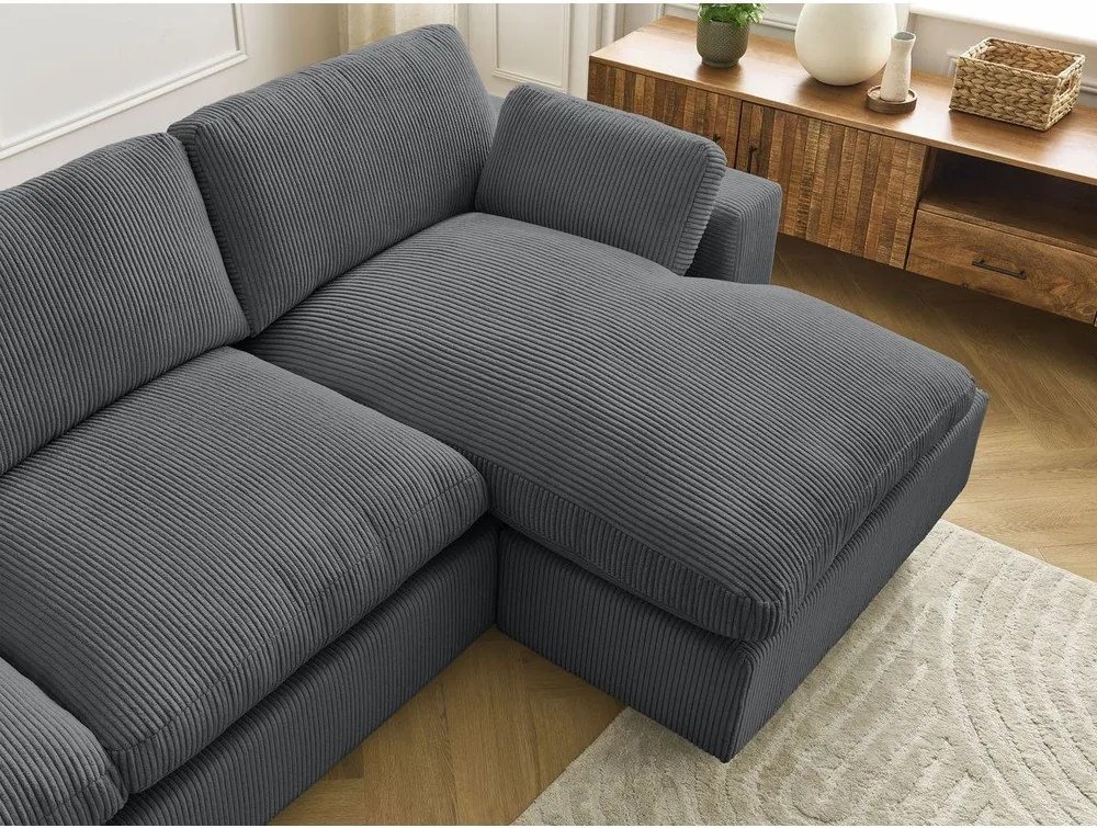 Тъмносив ъглов диван от рипсено кадифе Belair – Bobochic Paris