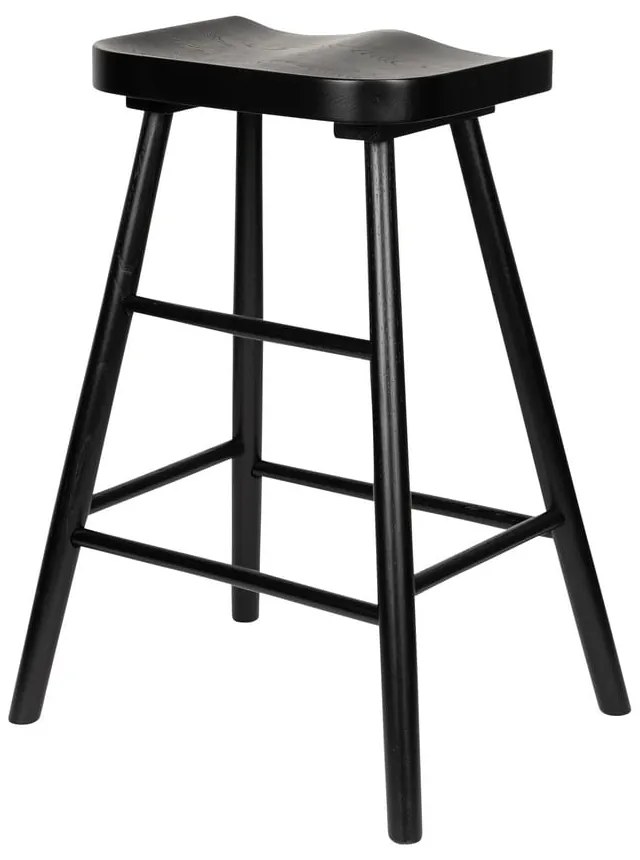 Черен бар стол от масивен дъб (височина на седалката 65,5 cm) Vander – White Label