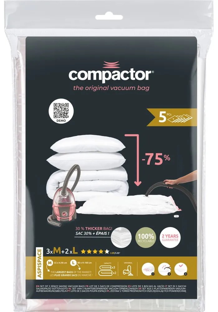 Вакуумни торбички в комплект от 5 броя Aspispace M/L – Compactor