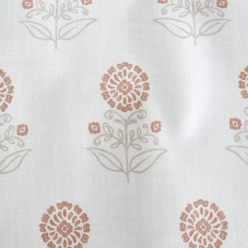 Бяло двойно удължено спално бельо 230x220 cm Woodblock Floral – Pineapple Elephant