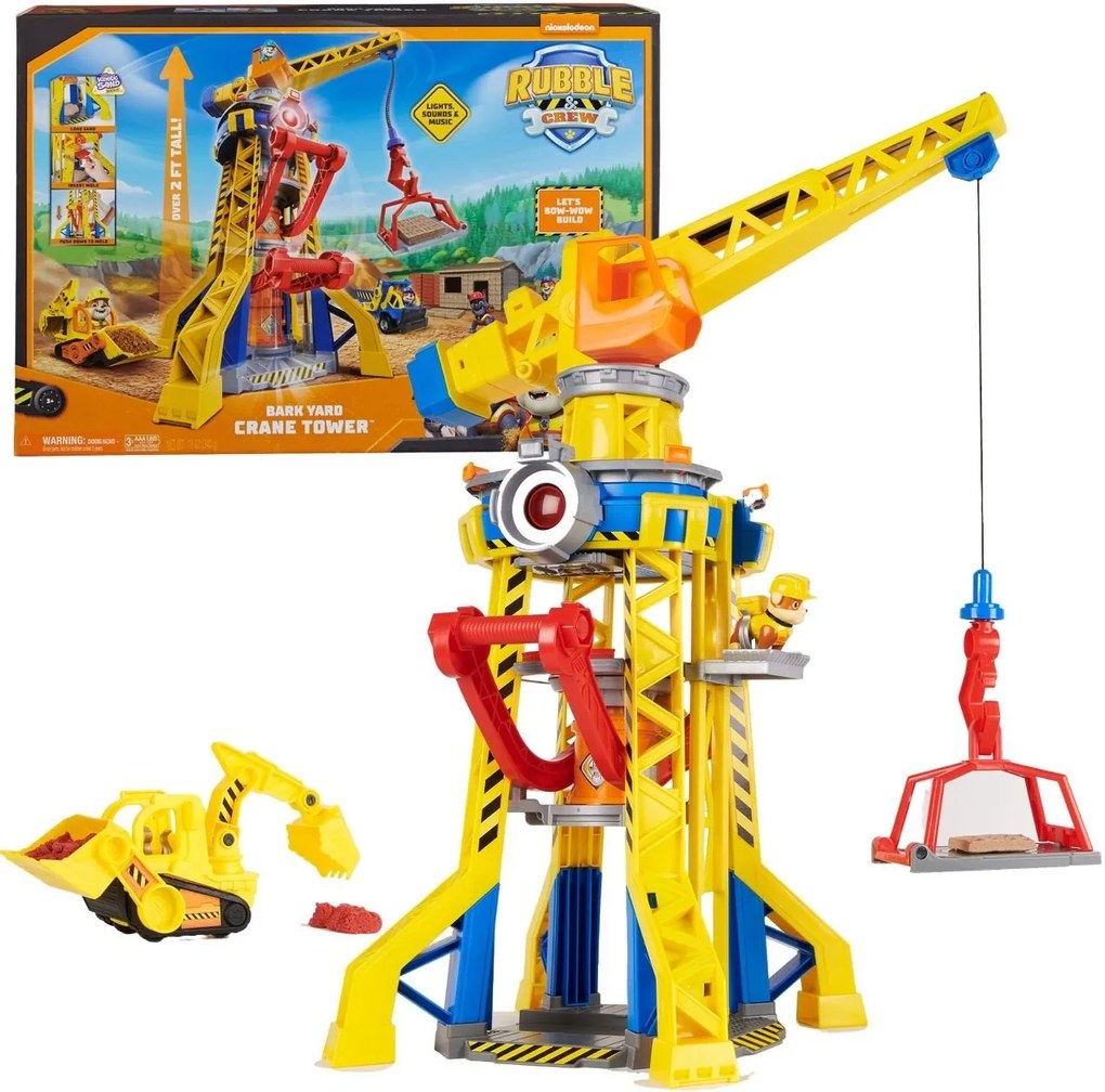 Paw Patrol - Rubble and Crew Кран със звукови и светлинни ефекти, мини Булдозер и кученце 6067494