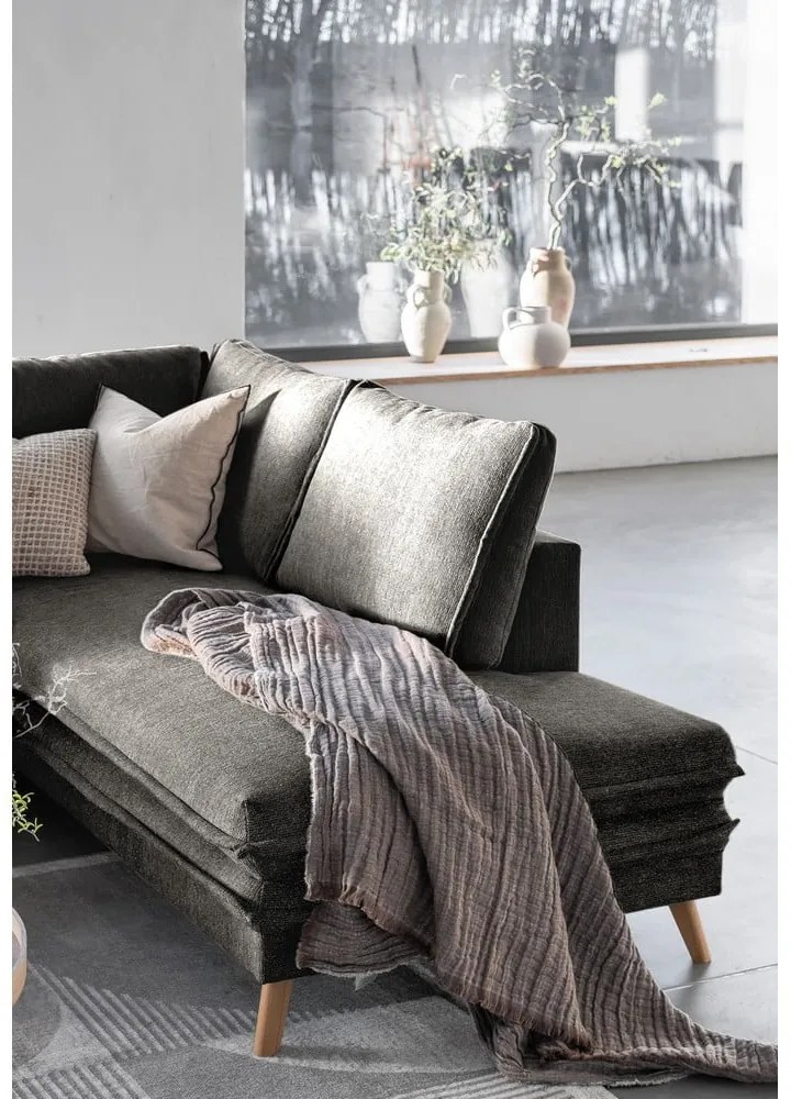 Тъмносив разтегателен ъглов диван (десен ъгъл) Charming Charlie – Miuform