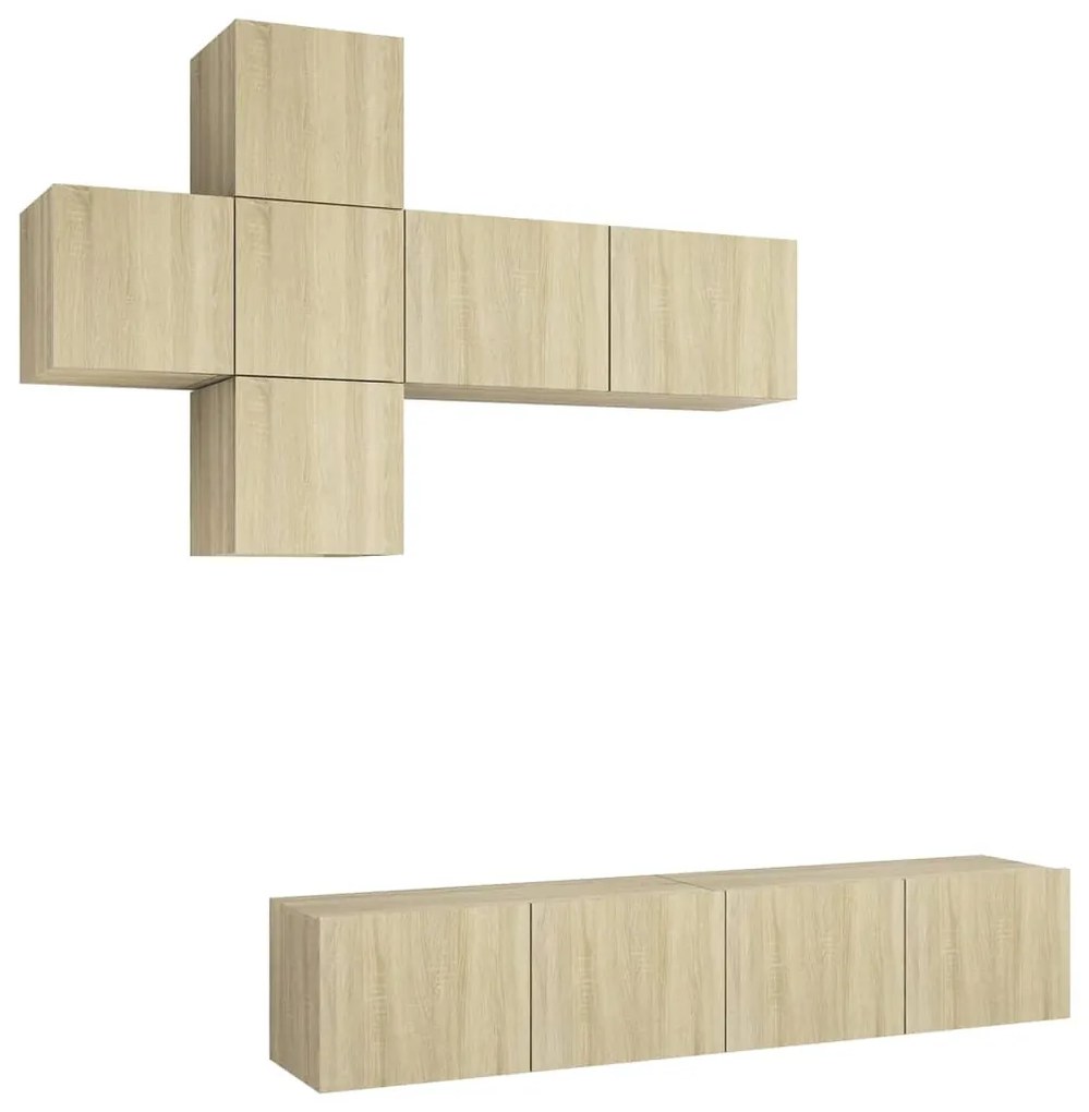 3079023 vidaXL Комплект ТВ шкафове от 7 части, дъб сонома, инженерно дърво