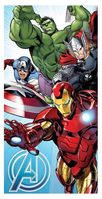 Памучна детска кърпа 70x140 cm Avengers "Light Blue" – Jerry Fabrics