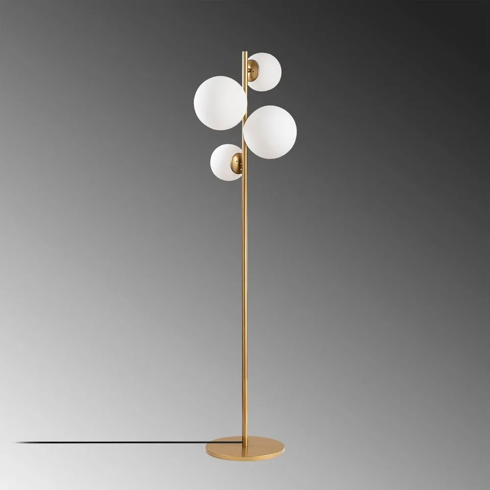 Подова лампа в златисто със стъклен абажур (височина 162 cm) Fazli – Opviq lights