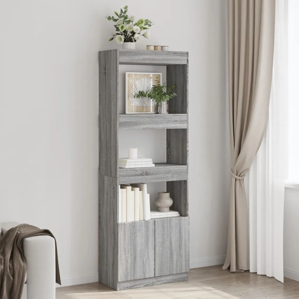 3309605 vidaXL Висок шкаф, сив сонома, 63x33x180 см, инженерно дърво