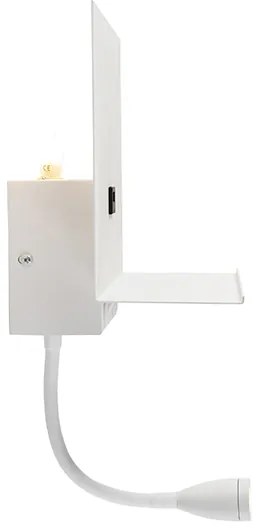 Модерен стенен аплик бял с USB и гъвкава ръка - Flero