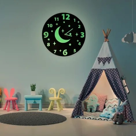 Осветен стенен часовник за детска стая Priemer: 40 cm