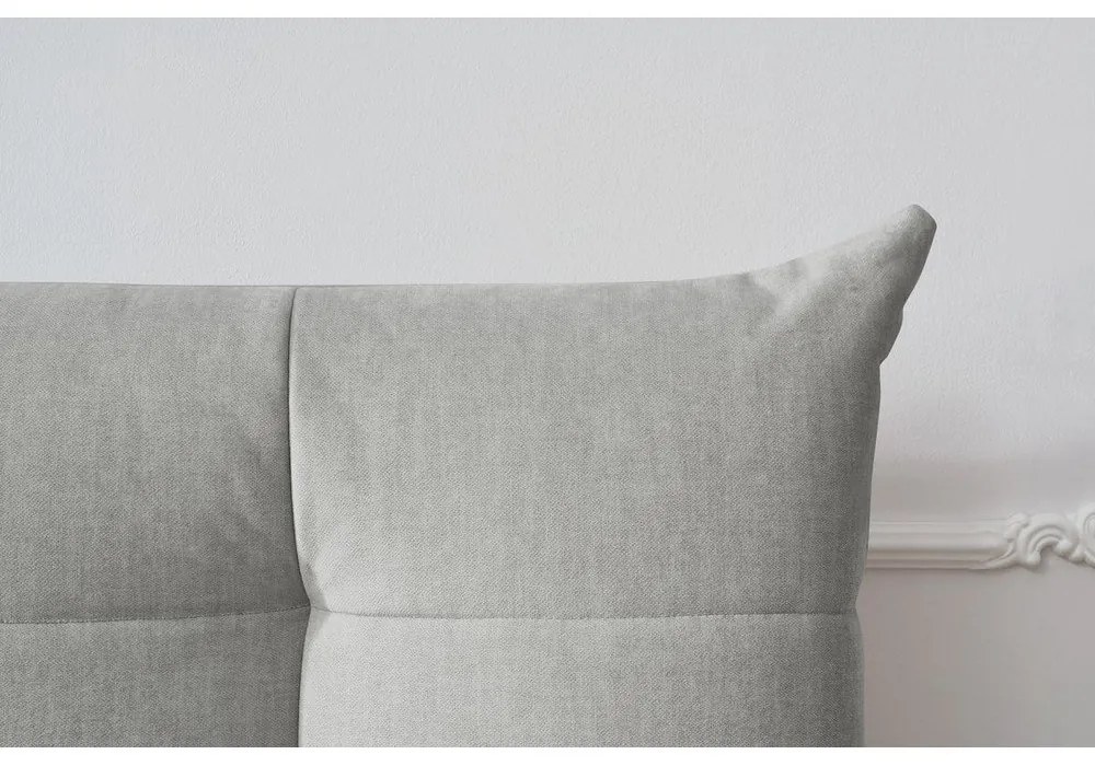 Светлосиво тапицирано двойно легло с място за съхранение с решетка 180x200 cm Clothilde - Bobochic Paris