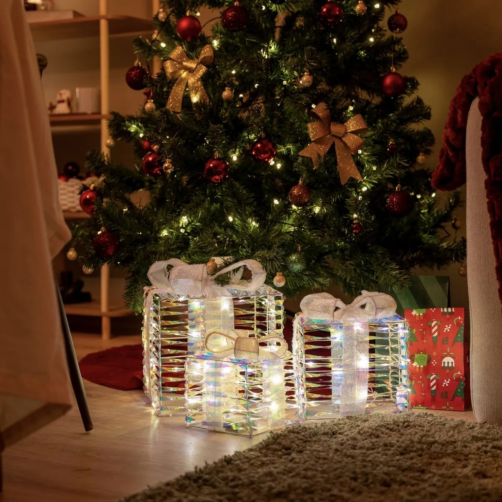 Комплект от 3 коледни дъгови подаръка с LED - Niji