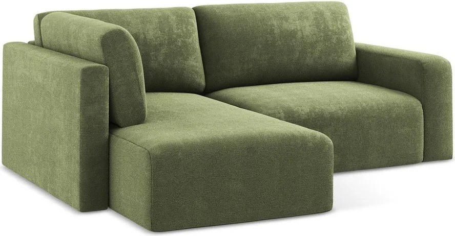 Зелен шенилов сгъваем/с място за съхранение ъглов диван (ляв ъгъл/L форма) Kona – Makamii