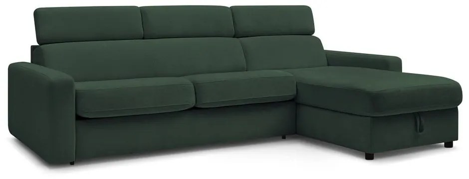 Тъмнозелен разтегателен ъглов диван (променлив) Monaco – Bobochic Paris