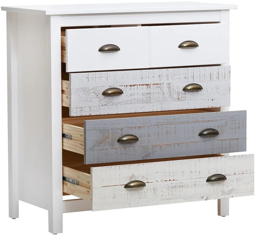 Бяло-сив скрин с 4 чекмеджета , 79 x 80 см Romantica - Marckeric