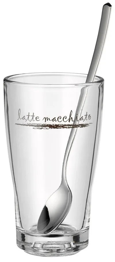 Стъклени чаши с лъжици в сребрист цвят в комплект от 6 броя 280 ml - WMF