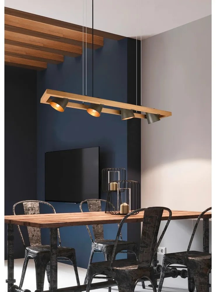 Сиво-естествено висящо осветително тяло Bell – Trio