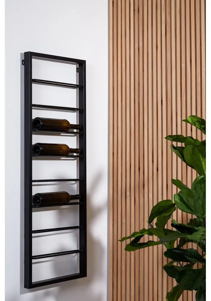 Черен стенен метален стелаж за вино 42x120x6 cm Macaben – Light &amp; Living