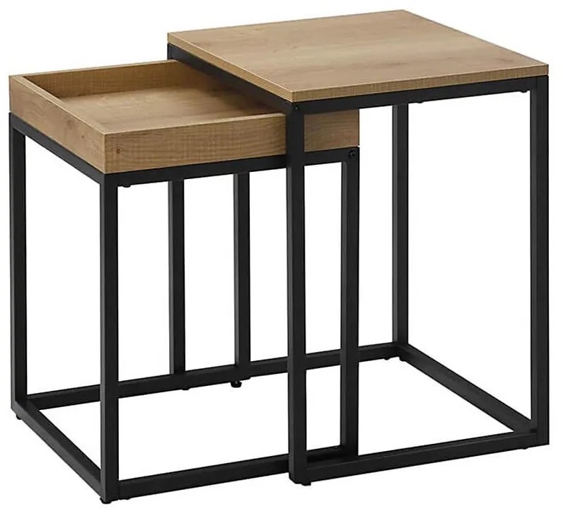 Комплект от 2 помощни маси ELDUR, кафяви/черни