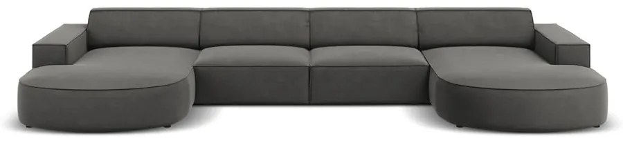 Ъглов диван от сиво кадифе (U-образен) Jodie - Micadoni Home