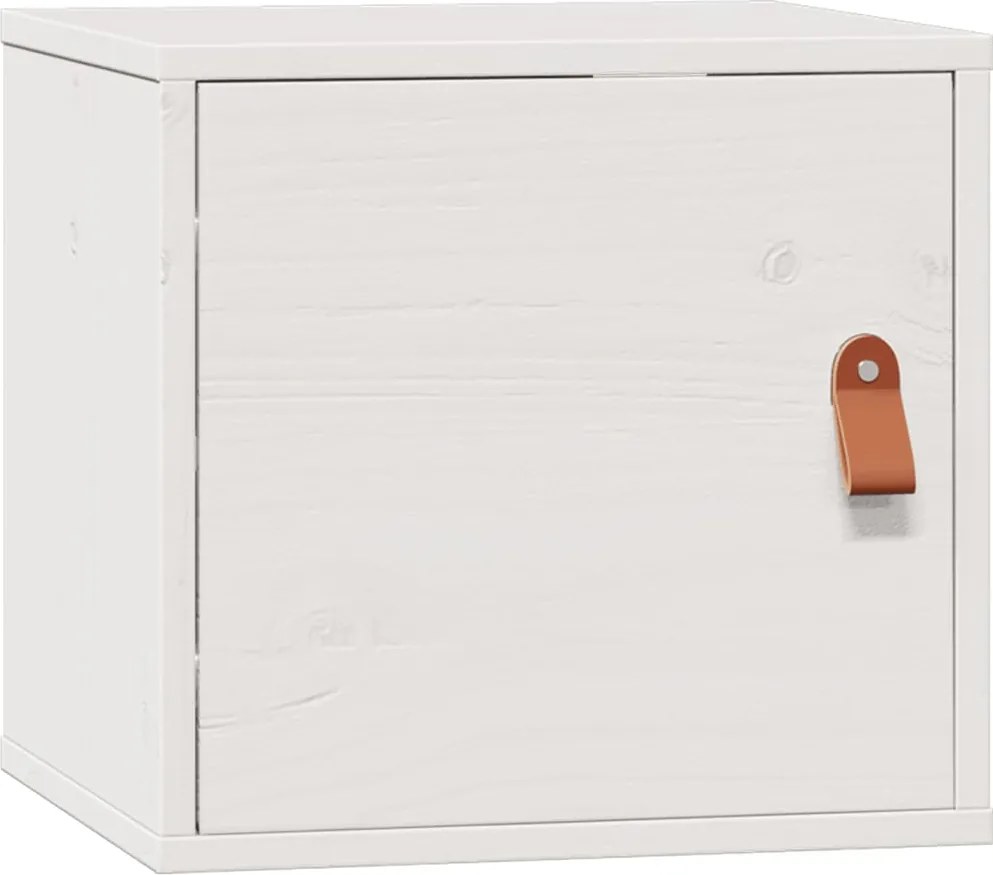 818357 vidaXL Стенен шкаф, бял, 31,5x30x30 см, борово дърво масив
