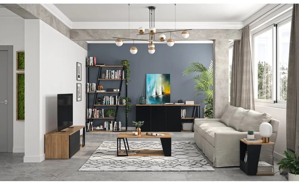 Масичка за кафе с плот от орехово дърво 100x55 cm Albi - TemaHome