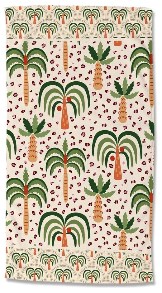 Зелена-бежова кадифена плажна кърпа 100x180 cm Cezan – Good Morning