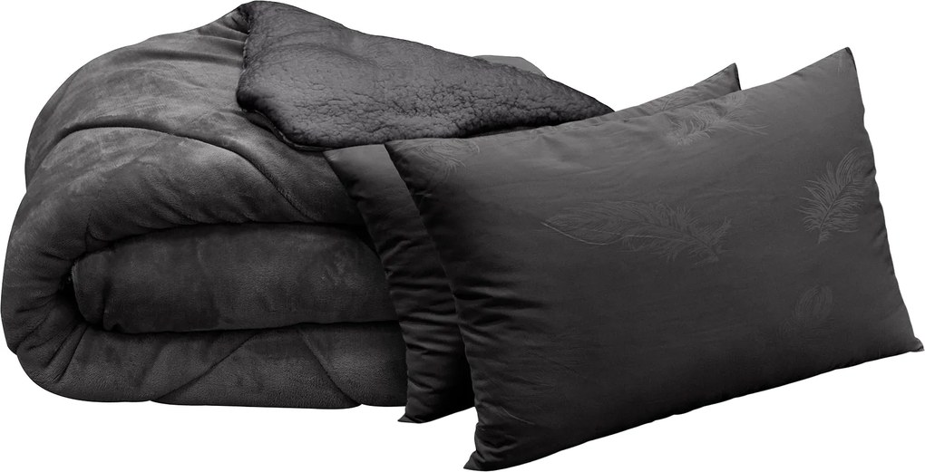 Сет луксозно одеяло и 2 възглавници сив