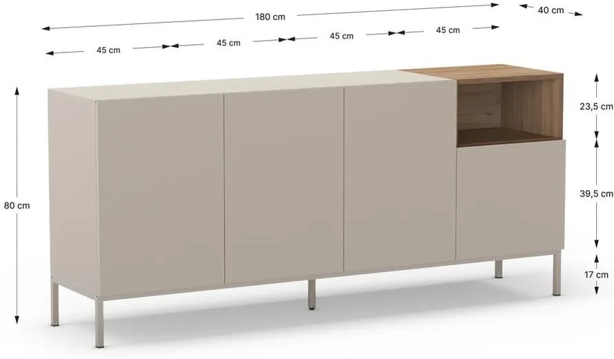 Скрин в естествен цвят 180x80 cm Cailin – Marckeric