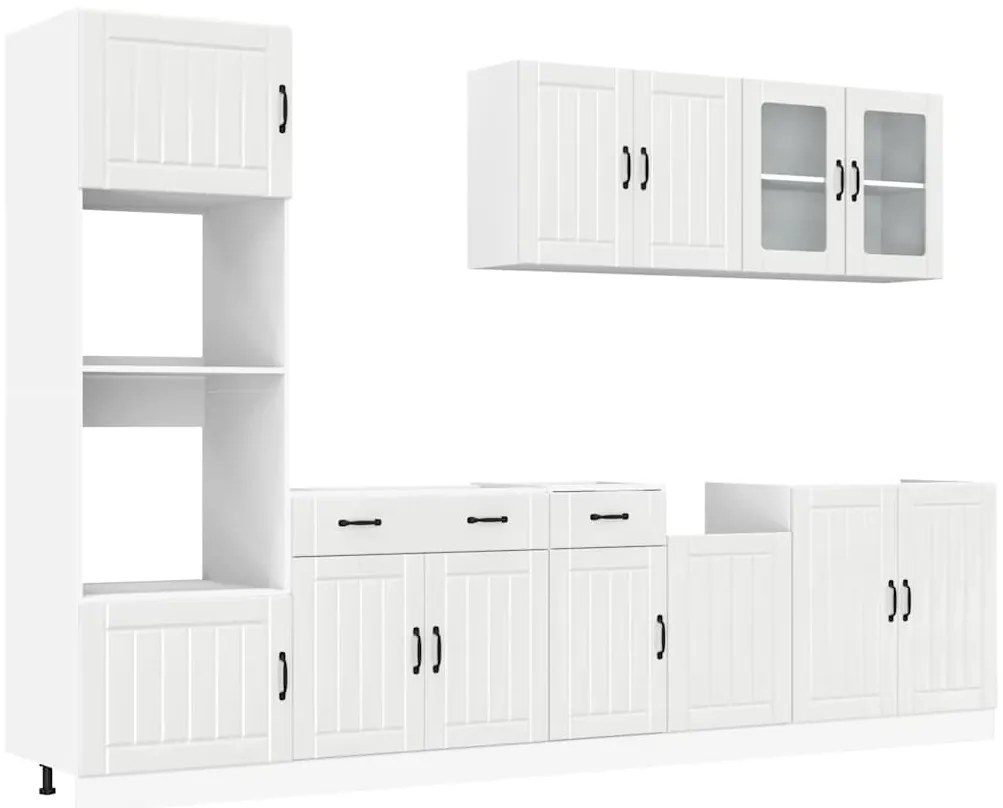3314743 vidaXL Комплект кухненски шкафове, 7 части, "Lucca", бяло гланцово инженерно дърво