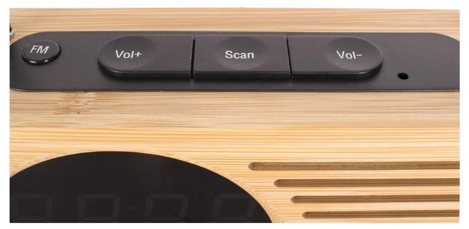 Бамбуков будилник с радио Retro - Karlsson