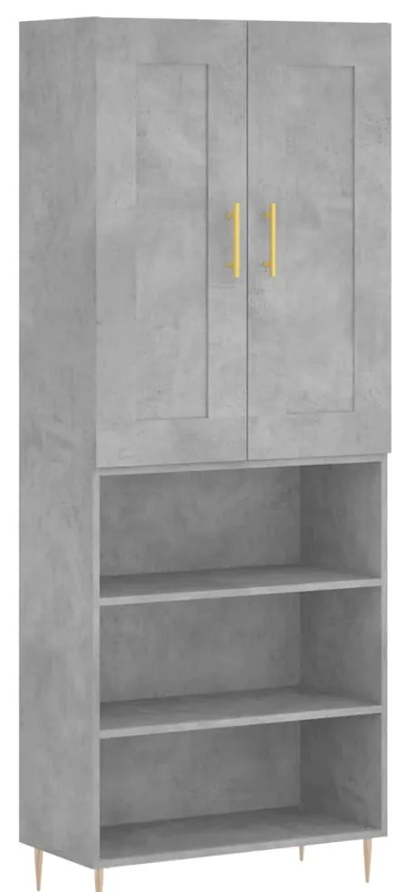 3200061 vidaXL Висок шкаф, бетонно сив, 69,5x34x180 см, инженерно дърво