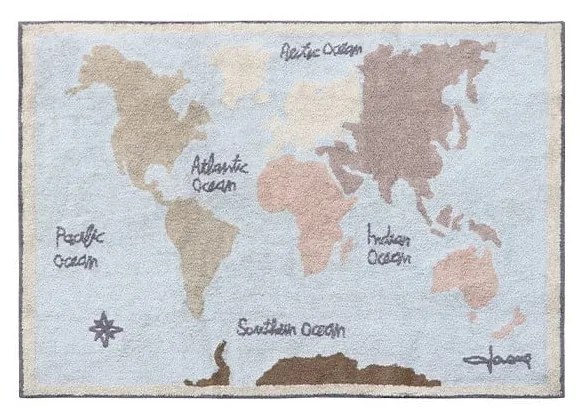 Памучен ръчно изработен детски килим подходящ за пране 140x200 cm Vintage Map – Lorena Canals