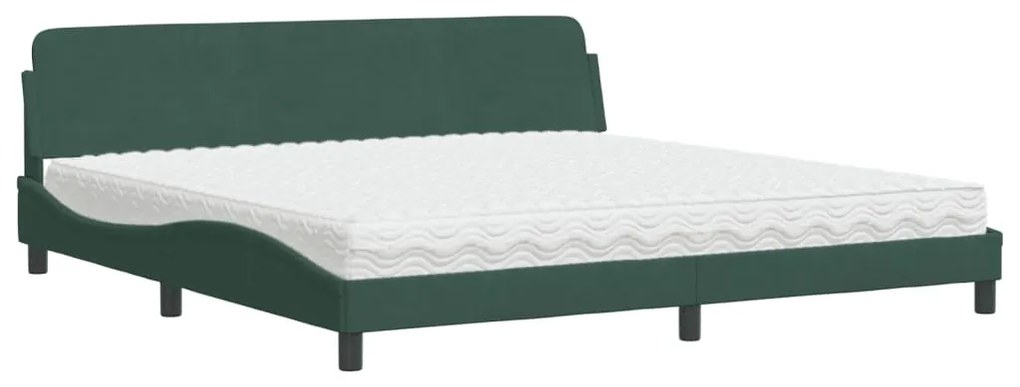3208474 vidaXL Легло с матрак Dover, тъмнозелено, 200x200 см, кадифе
