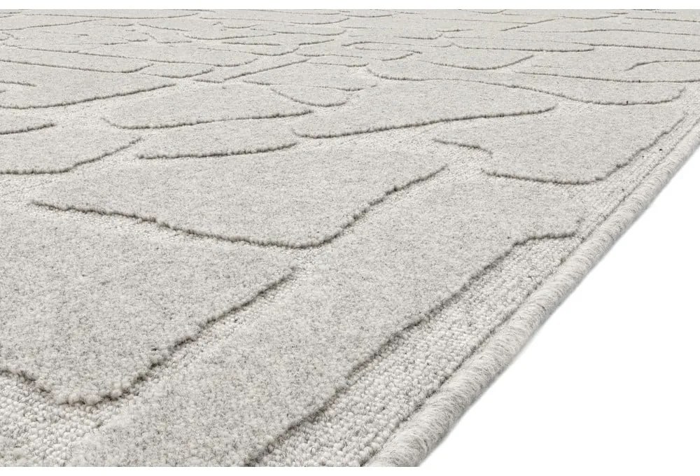 Светлосив вълнен килим 133x190 cm Morphic Dunes – Agnella