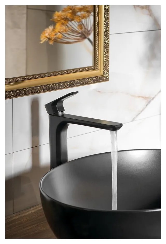 Матово-черна стояща батерия за мивка Spy – Sapho