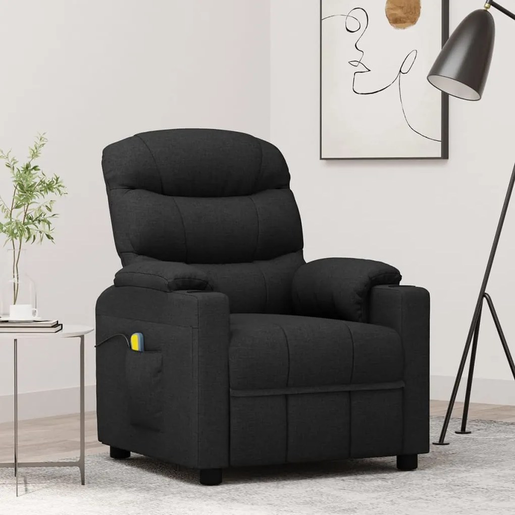 348084 vidaXL Масажен стол, черен, текстил