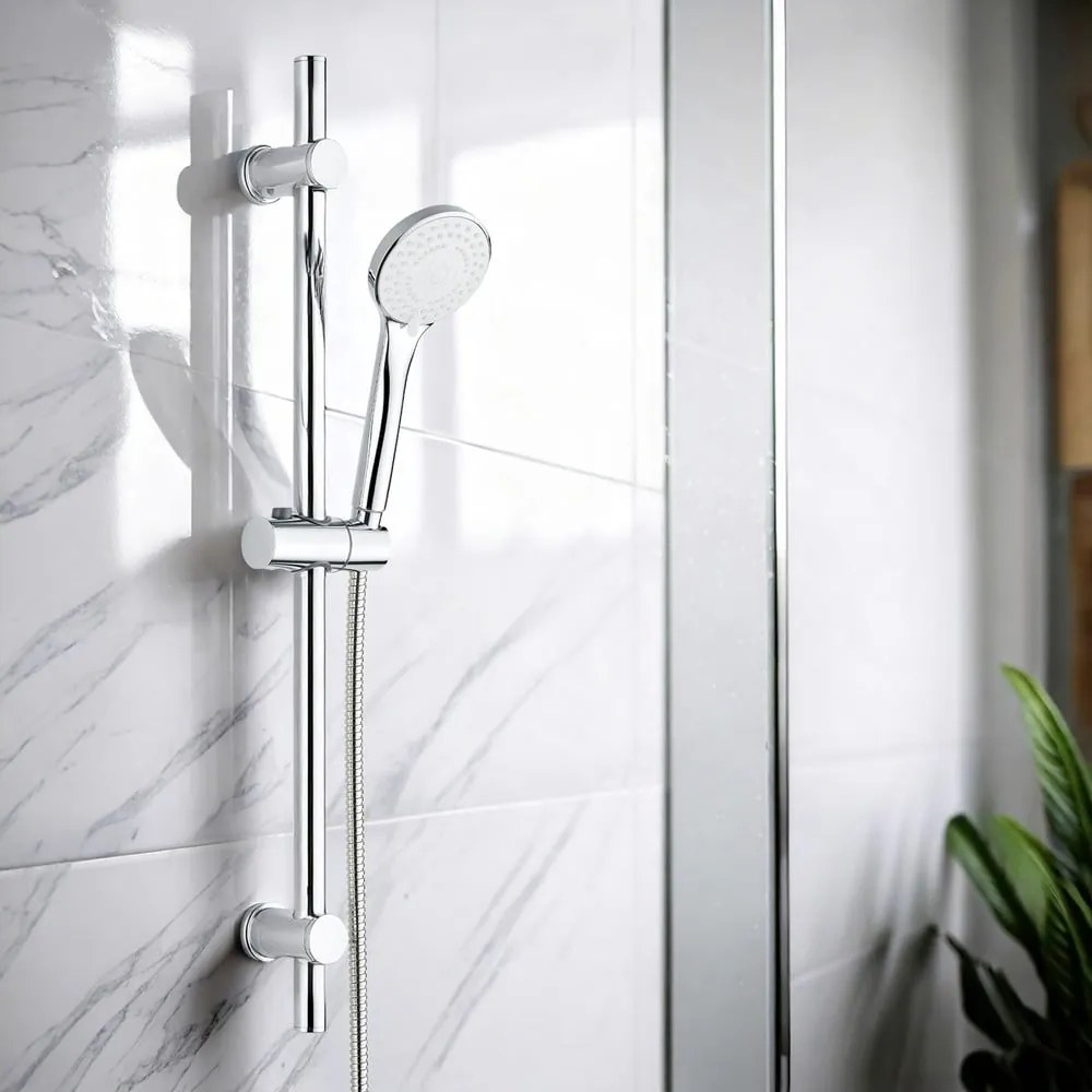 Душ комплект от неръждаема стомана в сребрист цвят с подвижен държач 70 cm Uno – Allstar