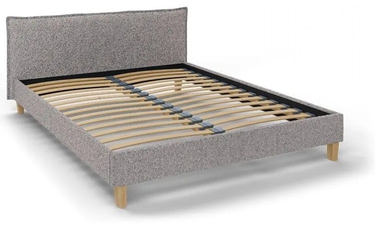 Сиво тапицирано двойно легло с решетка 160x200 cm Tina - Ropez