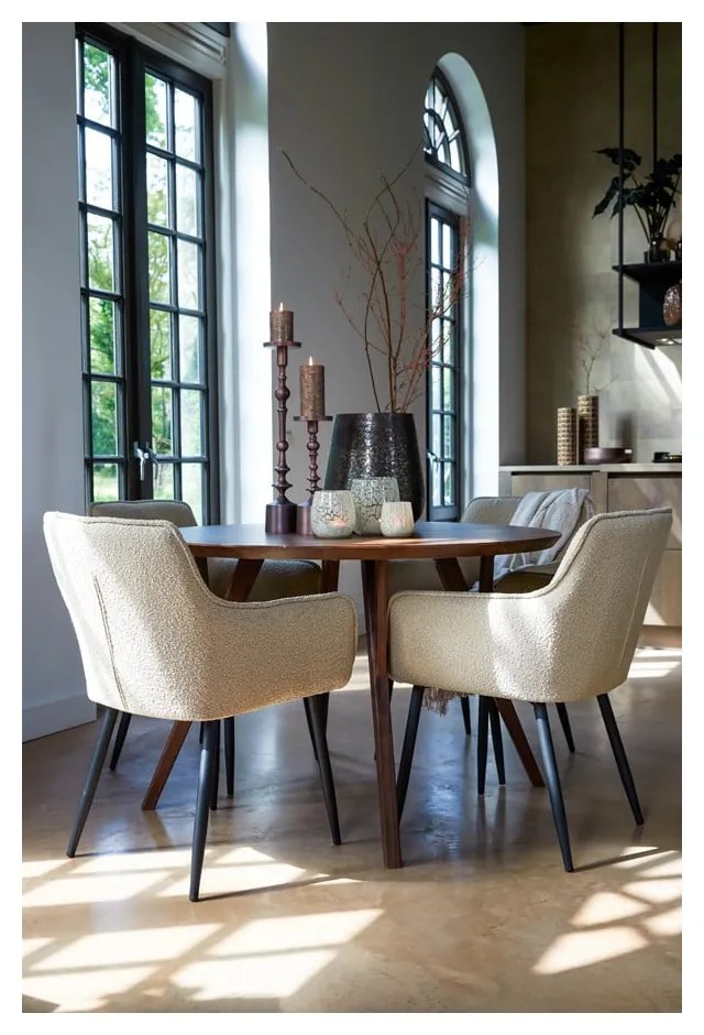 Кафява кръгла трапезна маса с акациев плот ø 140 cm Quenza – Light & Living